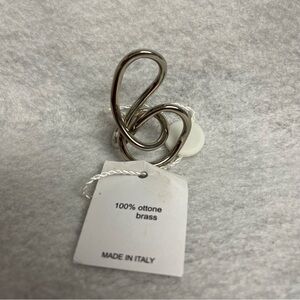 NEW MAISON Martin MARGIELA MM6 Silvertone Brass Ring US sz 6 Sculptural Swirls